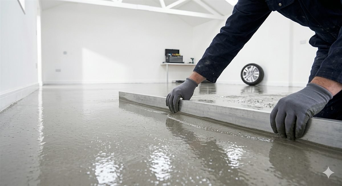 Level floor screed laid ready for flooring